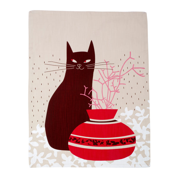 Cool Cat Claret tea towel