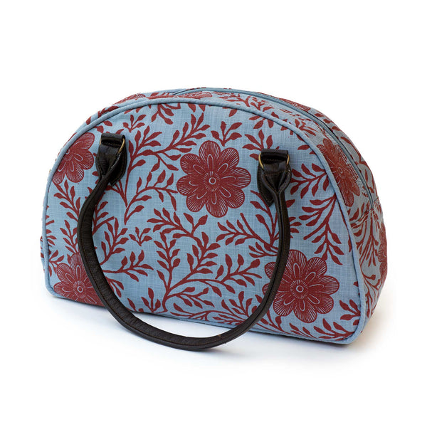 Blue khanga flower bowler bag