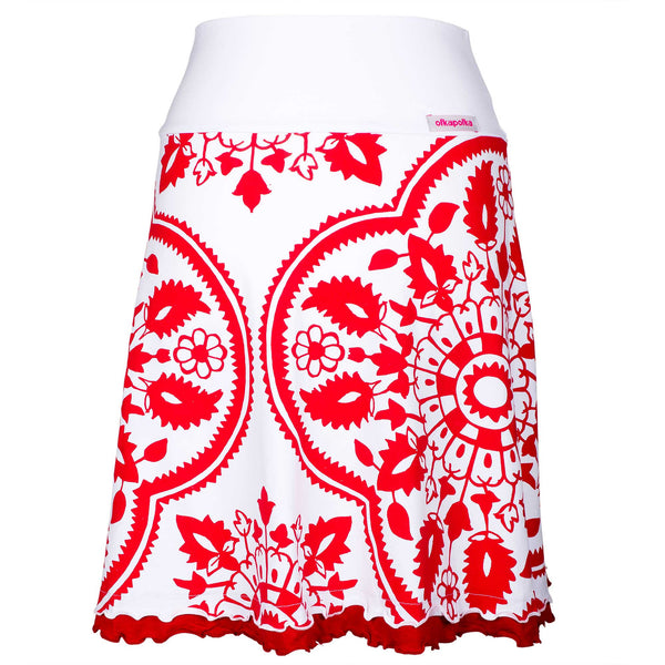 A-line Red Courtyard frill skirt