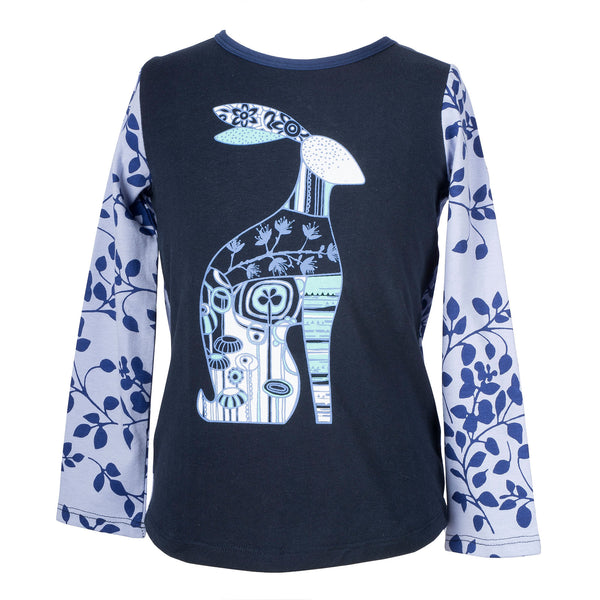 Blue hare long-sleeved top