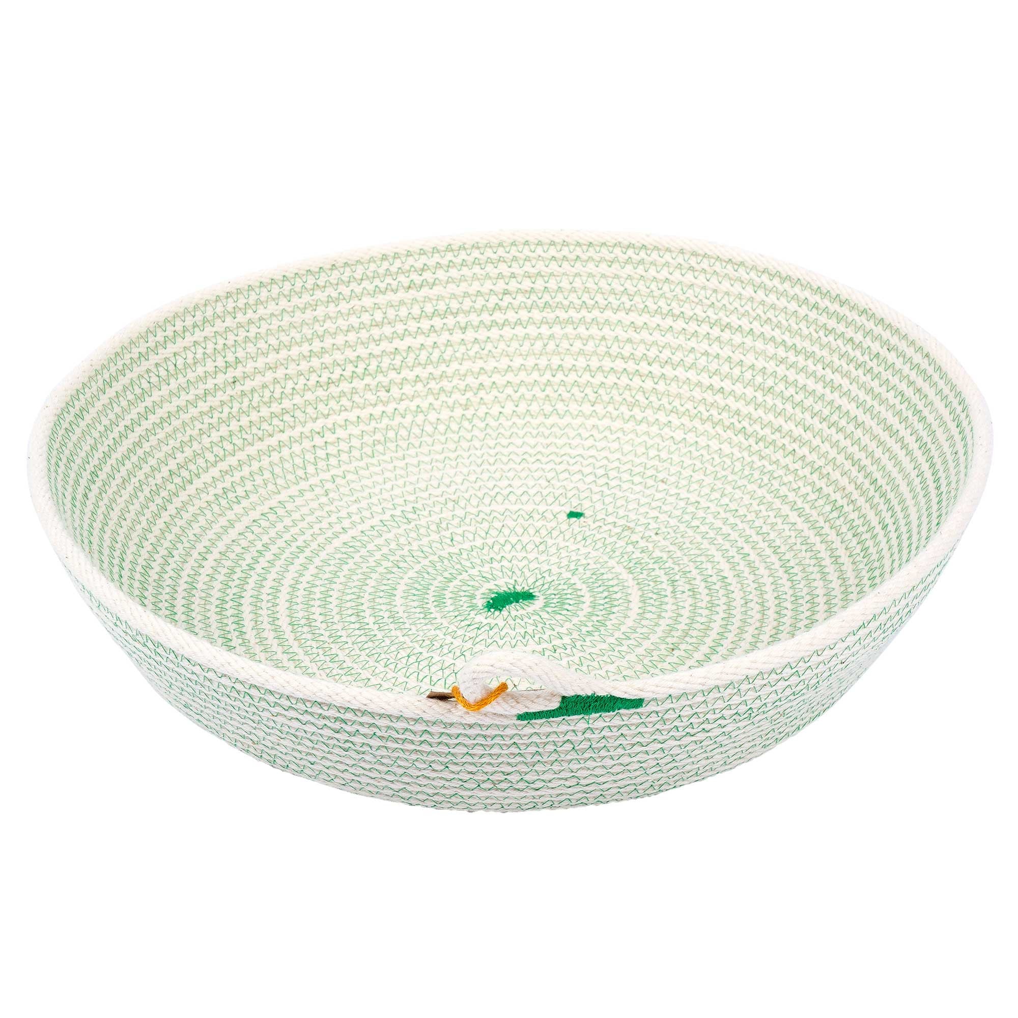 Medium natural flat bowl – green