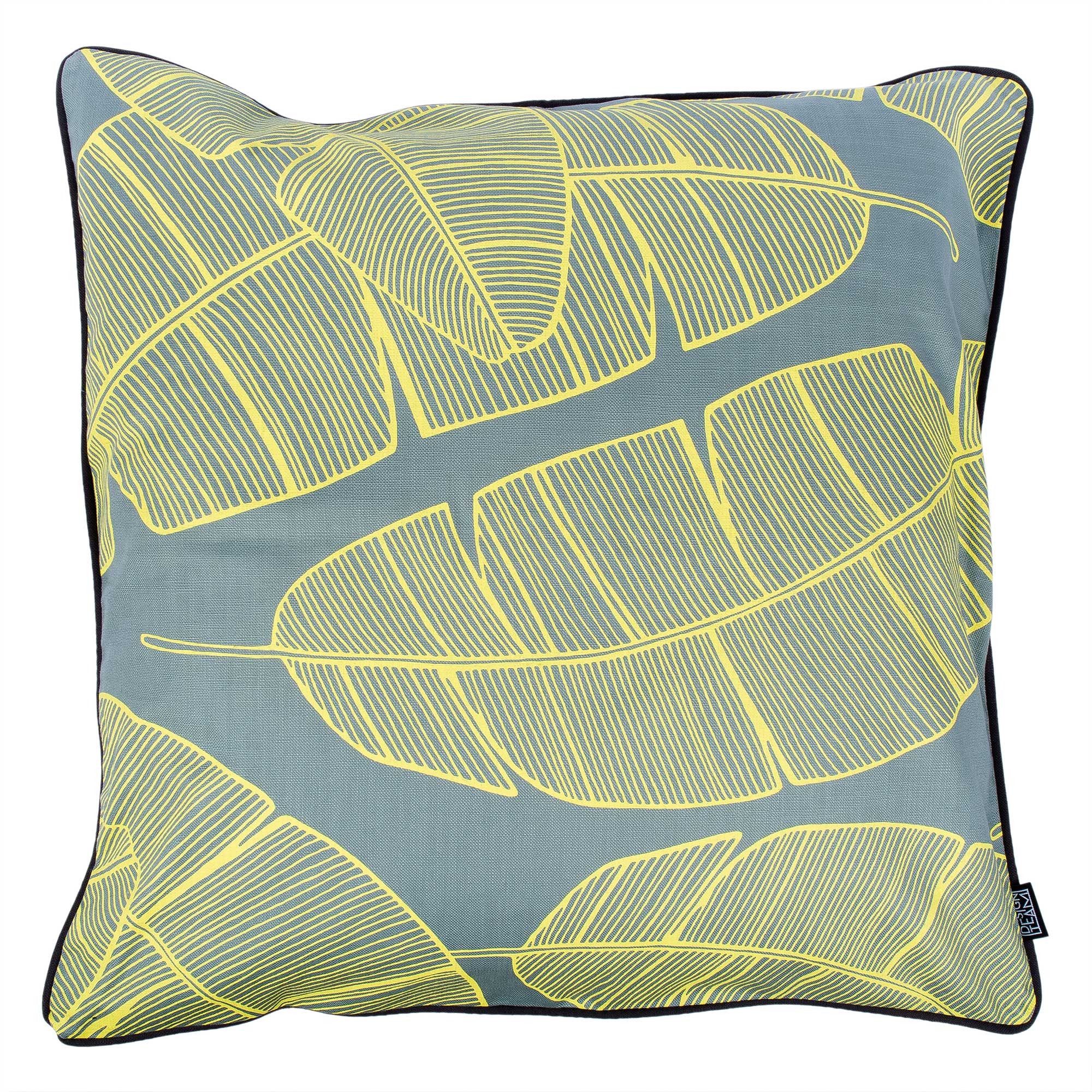 Banana leaf blue cushion